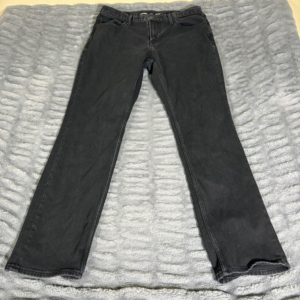 Old Navy Mens Straight Built-In Flex Black Denim Jeans 34x34 Stretch AQ299